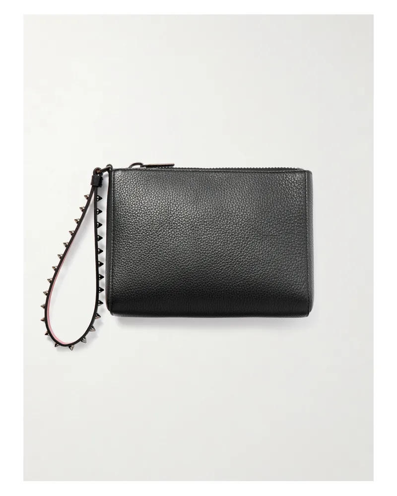 Christian Louboutin Cabata Studded Textured-leather Clutch - Black Black