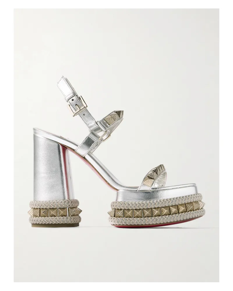 Christian Louboutin Superclou 130 Plateausandalen aus Metallic-leder Gold