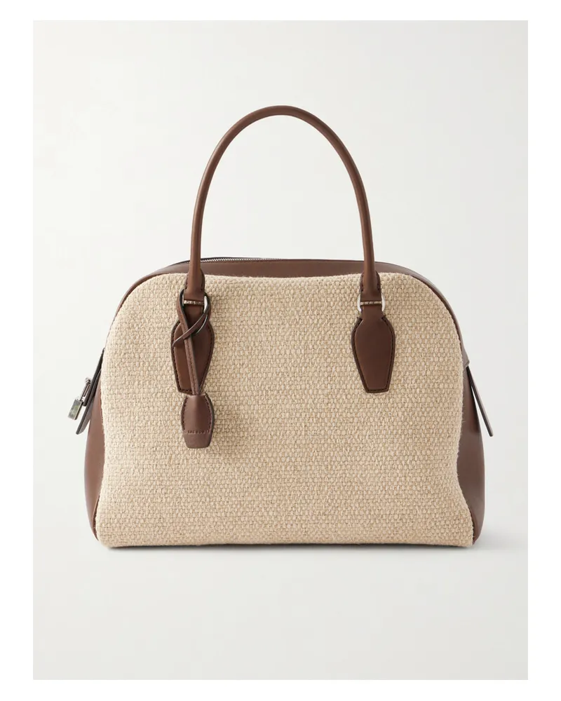 The Row India Leather-trimmed Raffia Tote - Neutrals Neutrals
