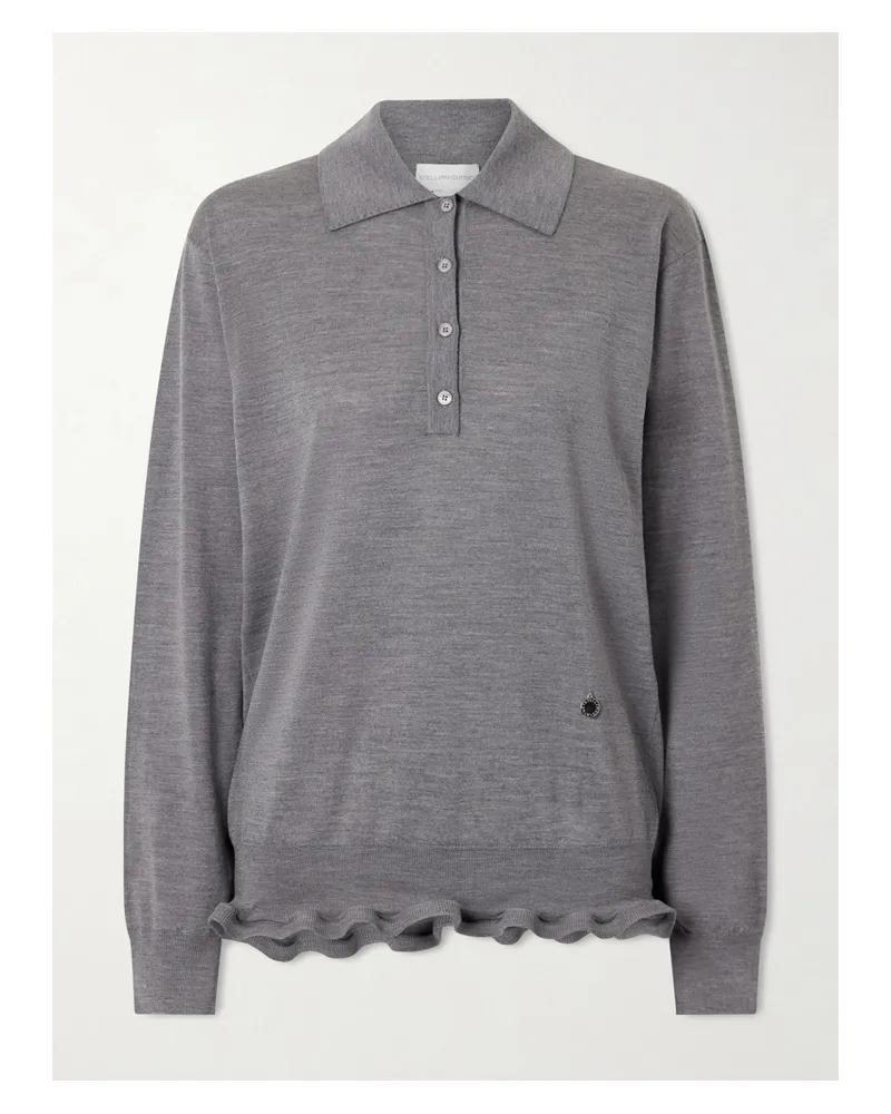 Stella McCartney Polohemd Aus Wolle Mit Volant - Grau Grau