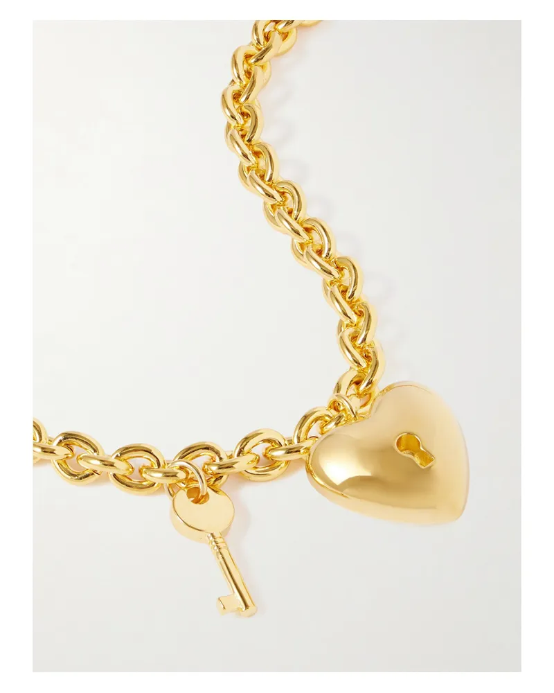 Martha Calvo Heart And Lock Vergoldete Kette Gold