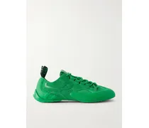Grip Tpu And Leather-trimmed Suede Sneakers - Green