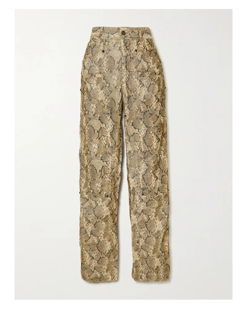 Isabel Marant Emmy Hose Mit Weitem Bein Aus Cord Aus Einer Baumwollmischung Mit Schlangenprint - Animal-Print Animal-print