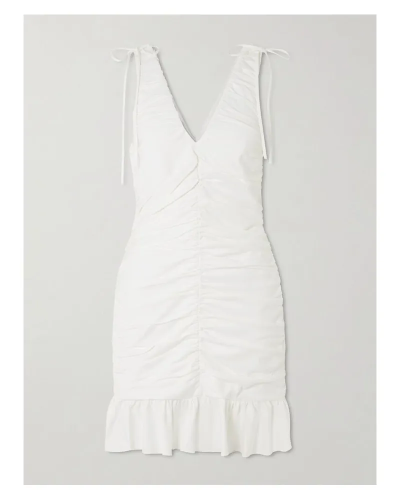 Kika Vargas Kath Minikleid Aus Twill Mit Raffungen - Weiß Weiß