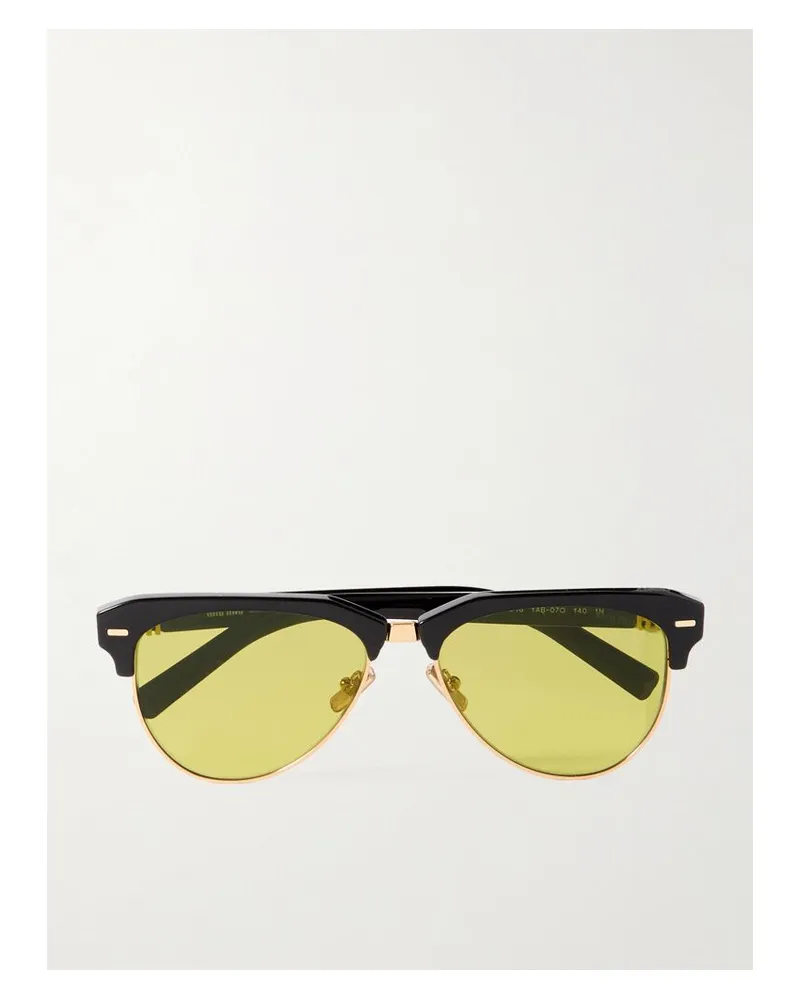 Miu Miu Pilotensonnenbrille Aus Azetat Mit Goldfarbenen Details - Schwarz Schwarz