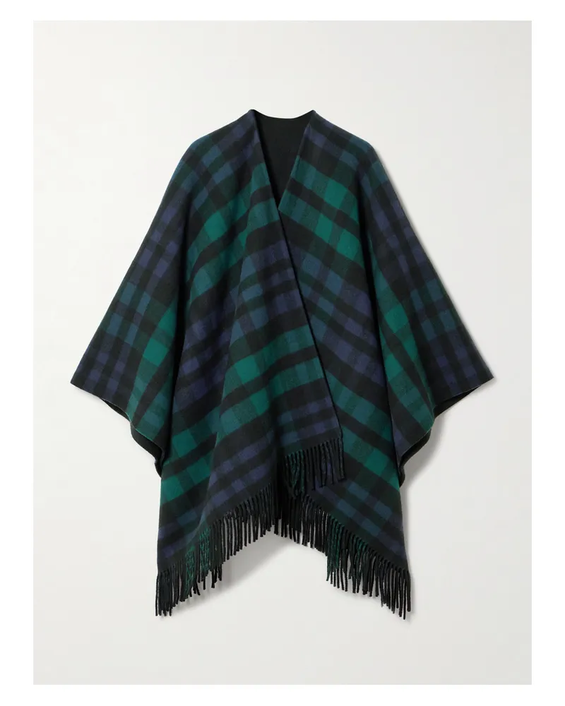 Johnstons of Elgin Wendbarer Überwurf Aus Karierter Wolle Mit Fransen - Schwarz Schwarz