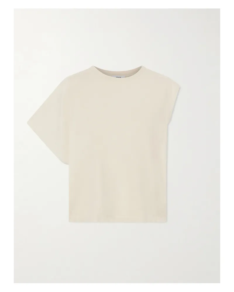 AGOLDE Corrine Asymmetrical Cotton-jersey T-shirt - Brown Brown