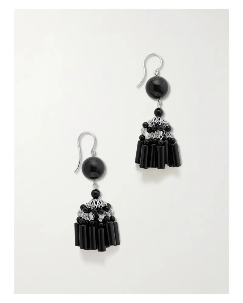 Sophie Buhai Flamenco Silver Onyx Earrings - Black Black