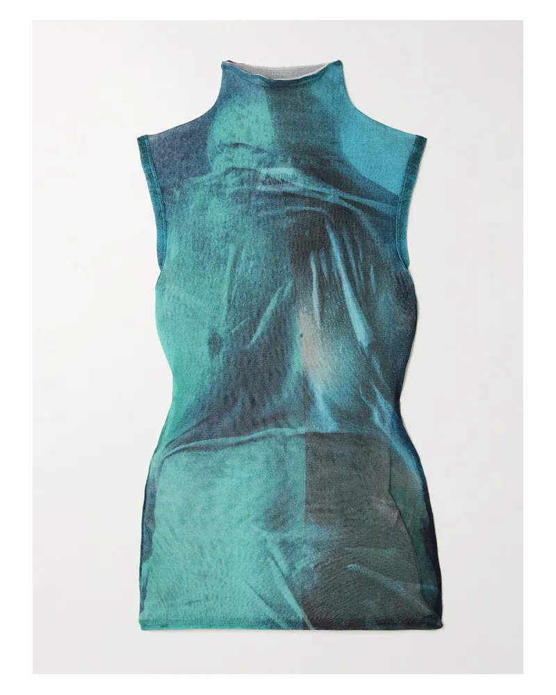 Jean Paul Gaultier Tanktop Aus Bedrucktem Tüll - Blau Blau