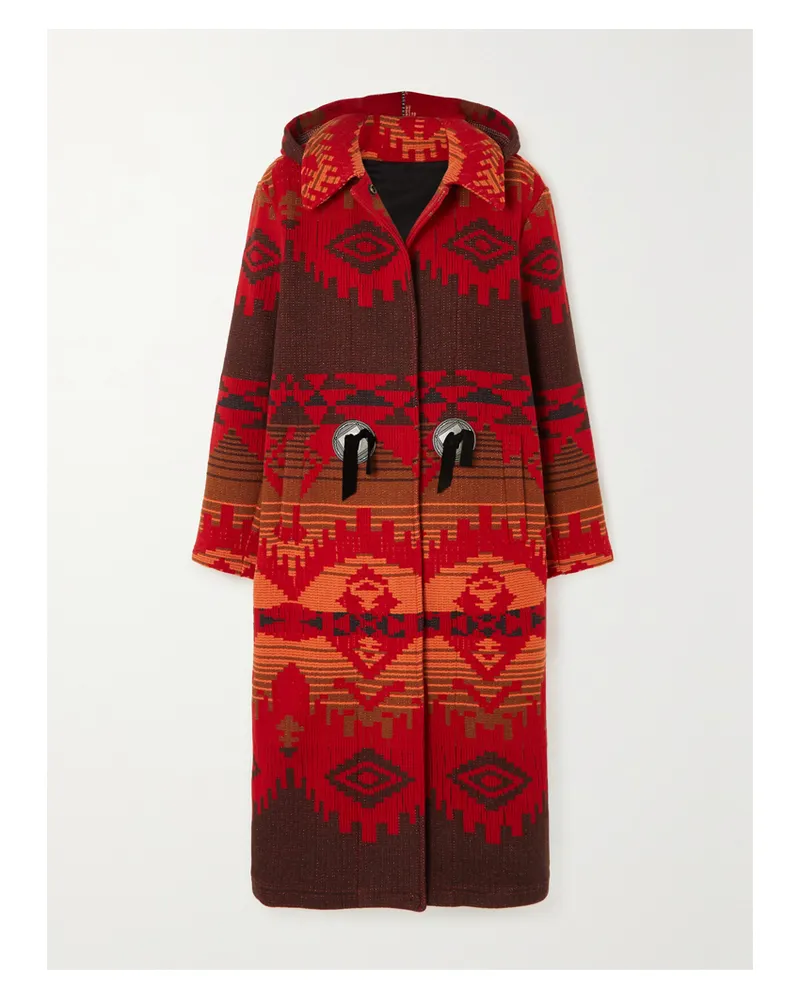 Fortela Flick Mantel Aus Woll-jacquard In Metallic-optik - Rot Rot