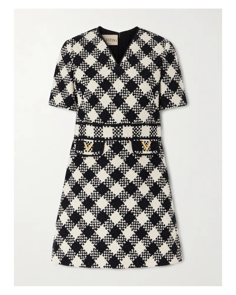 Valentino Garavani Checked Tweed Mini Dress - Black Black