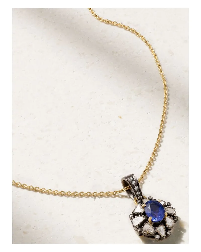 Amrapali Kette Aus 18 Karat Gold Mit Rhodiumauflage, Diamanten Und Saphir Gold