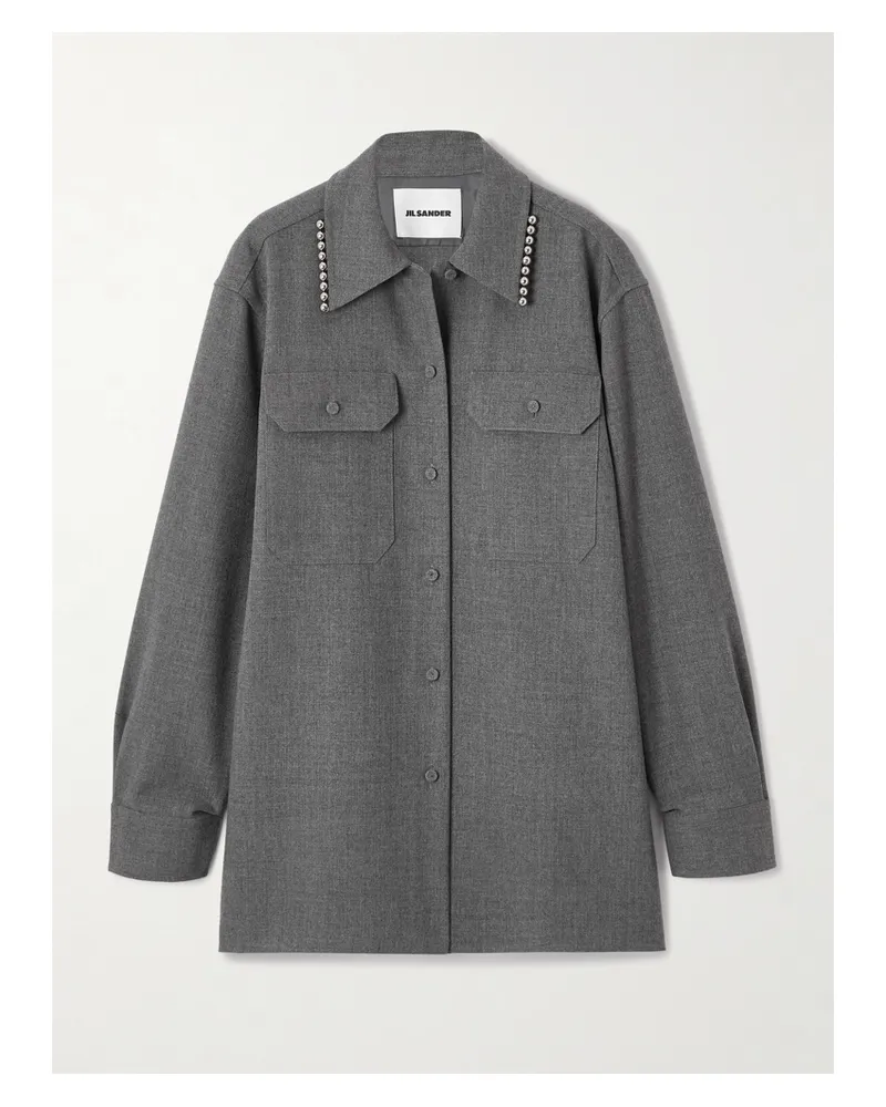 Jil Sander Hemd Aus Wolle Mit Zierperlen - Grau Grau