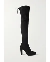 Stuart Weitzman Highland Overknees aus Veloursleder Schwarz