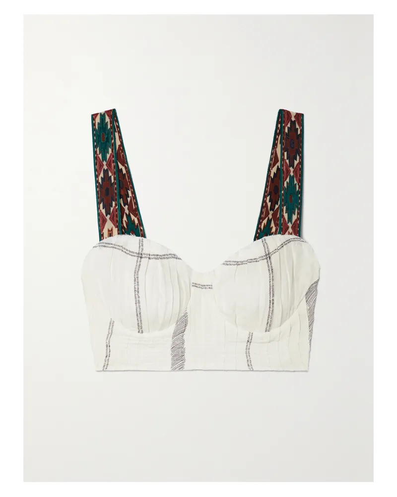 Emporio Sirenuse Dalia Bustier Aus Kariertem Leinen - Weiß Weiß