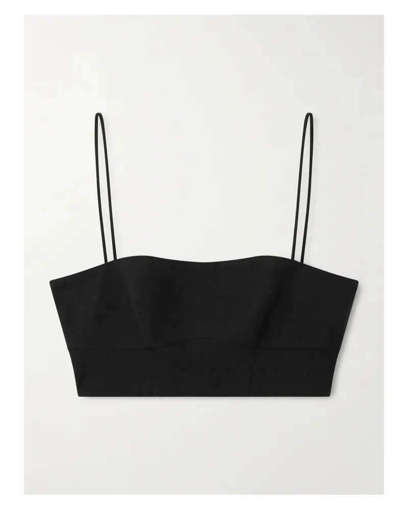 Gabriela Hearst Blazie Cropped Linen Top - Black Black