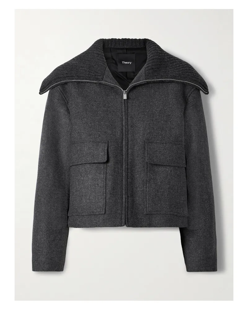 Theory Jacke Aus Twill Aus Einer Wollmischung Mit Geripptem Besatz Aus Wolle - Grau Grau