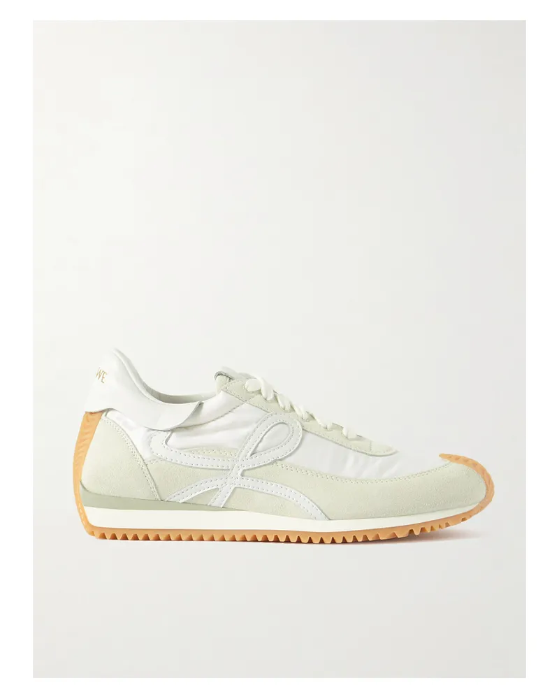 Loewe Flow Logo-appliquéd Shell, Leather And Suede Sneakers - White White