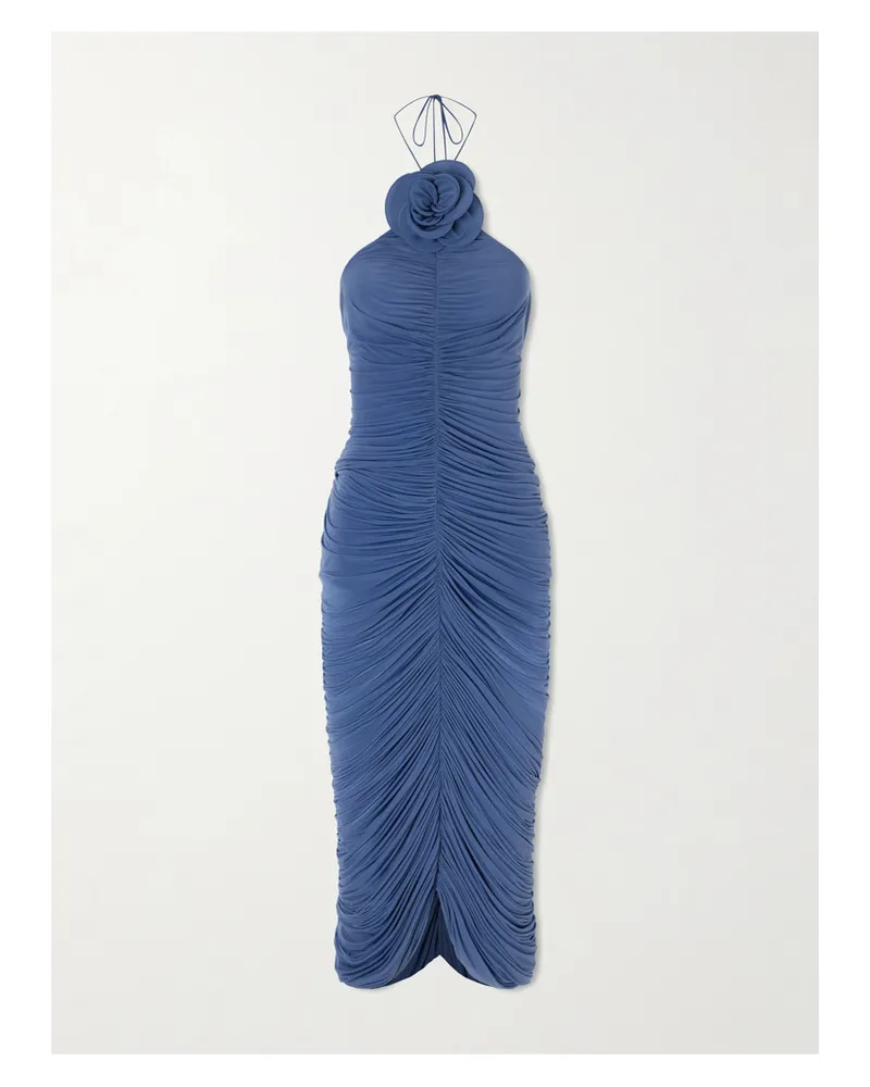 Magda Butrym Appliquéd Stretch-jersey Midi Dress - Blue Blue