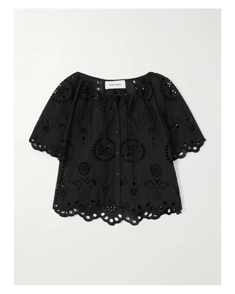 Matteau Scalloped Broderie Anglaise Cotton-poplin Shirt - Black Black