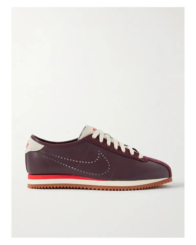 Nike Cortez Sneakers Aus Leder Mit Perforationen Und Velourslederbesätzen - Burgunder Burgunder