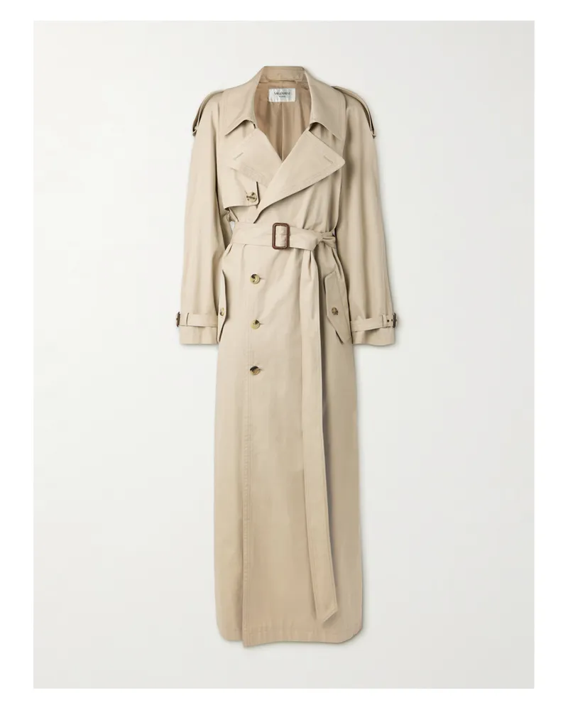 Saint Laurent Oversized-trenchcoat Aus Baumwoll-twill Mit Gürtel - Neutral Neutral