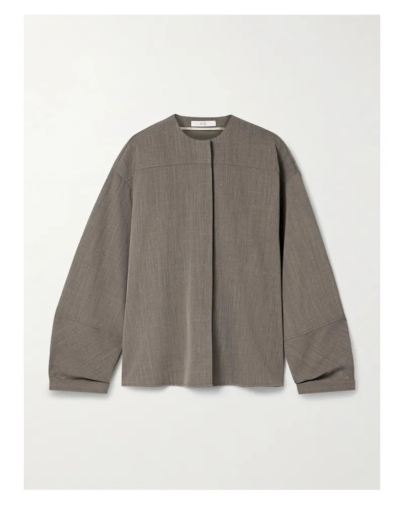 Co Oversized-hemd aus Meliertem Twill Braun