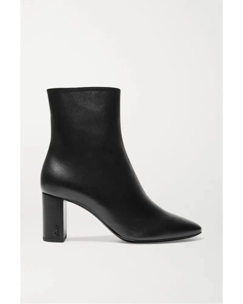 Saint Laurent Lou Ankle Boots aus Leder Schwarz