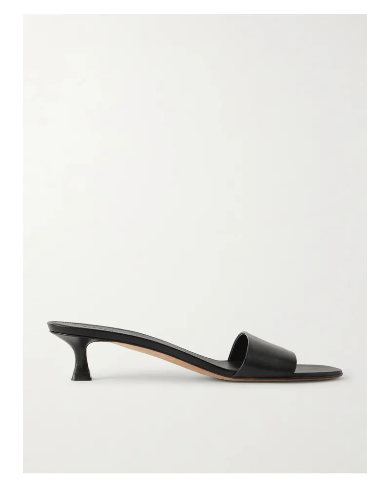 The Row Combo Leather Mules - Black Black