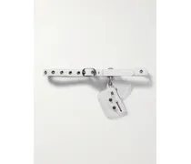 Le Cagole Embellished Crinkled-leather Waist Belt - White
