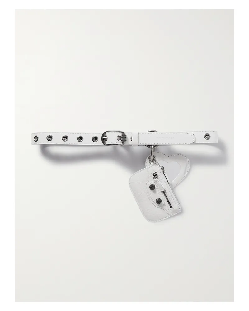Balenciaga Le Cagole Embellished Crinkled-leather Waist Belt - White White