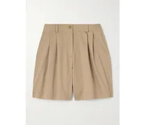 Shorts aus Biobaumwoll-twill mit Falten