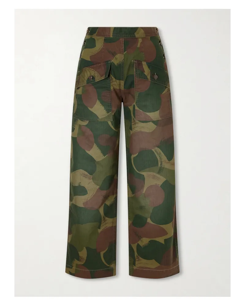 RRL Camouflage-print Cotton Wide-leg Pants - Green Green