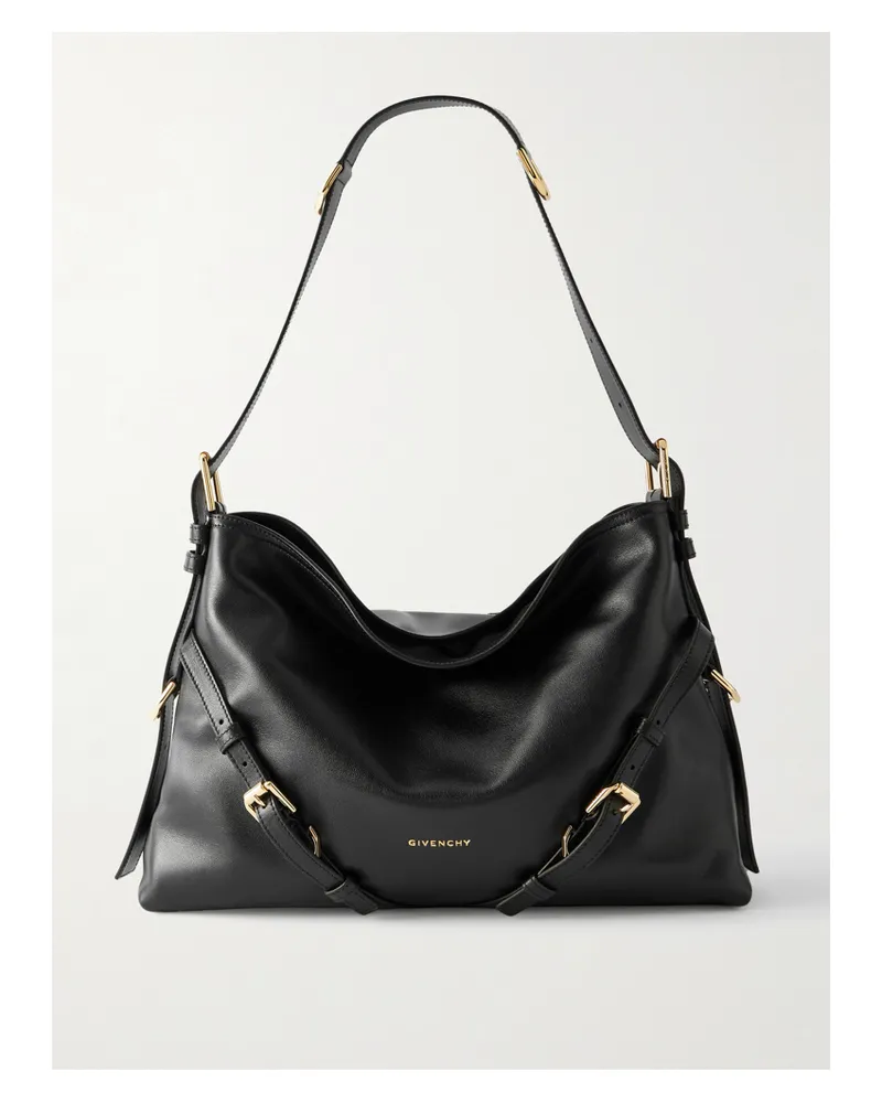 Givenchy Voyou Medium Leather Shoulder Bag - Black Black