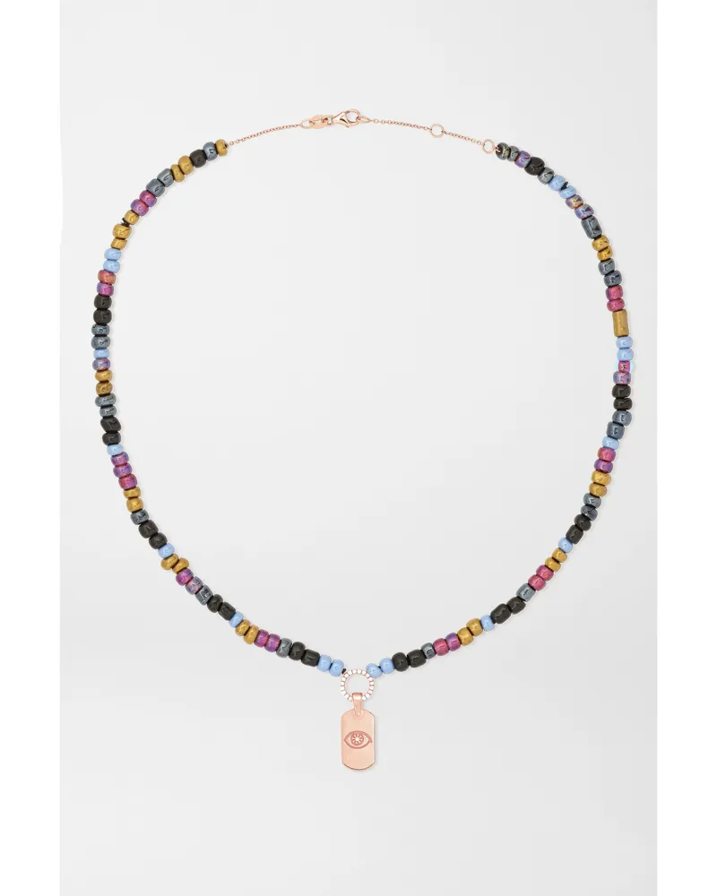 Diane Kordas Evil Eye Kette Mit Details Aus 14 Karat Roségold, Zierperlen Und Diamanten - Lila Lila