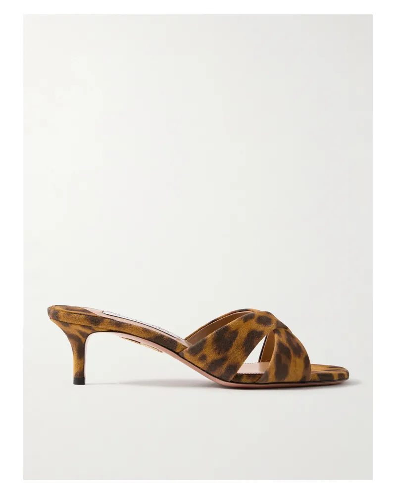 Aquazzura Divine 50 Mules Aus Veloursleder Mit Leopardenprint - Animal-Print Animal-print