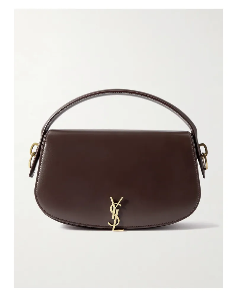 Saint Laurent Voltaire Embellished Leather Shoulder Bag - Brown Brown