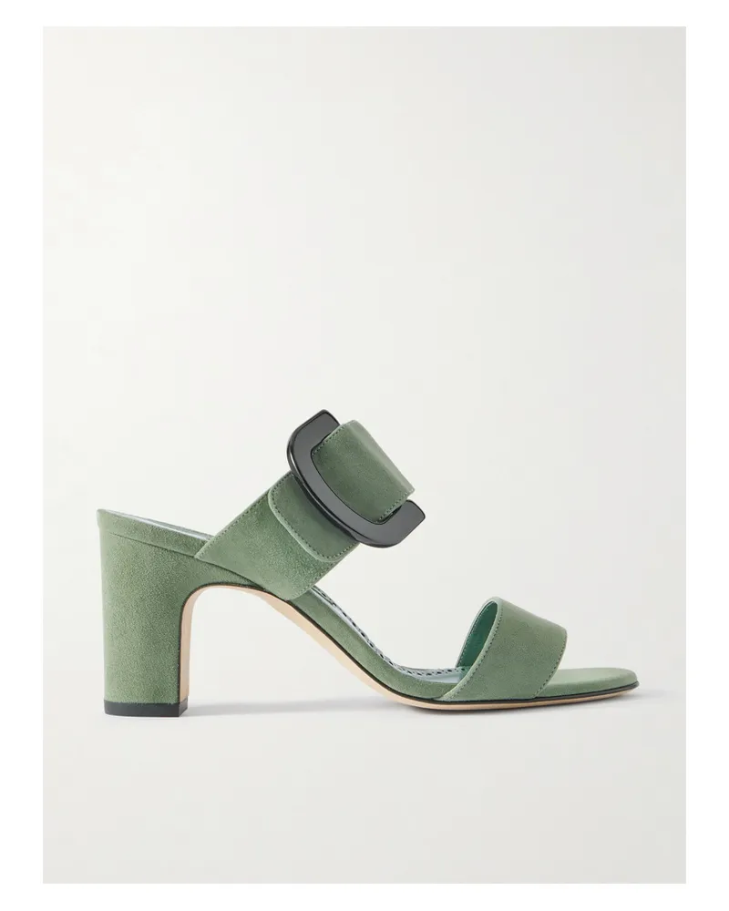Manolo Blahnik Betimusa 70 Mules Aus Veloursleder - Grün Grün