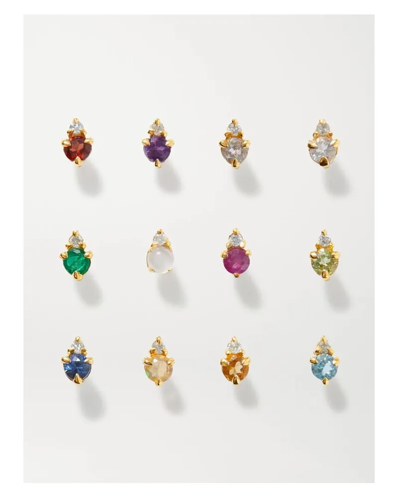 Stone & Strand Ohrring Aus Gold Mit Diamant Und Geburtsstein Gold