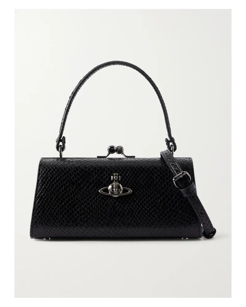 Vivienne Westwood Doll Xl Croc-effect Leather Mini Bag - Black Black