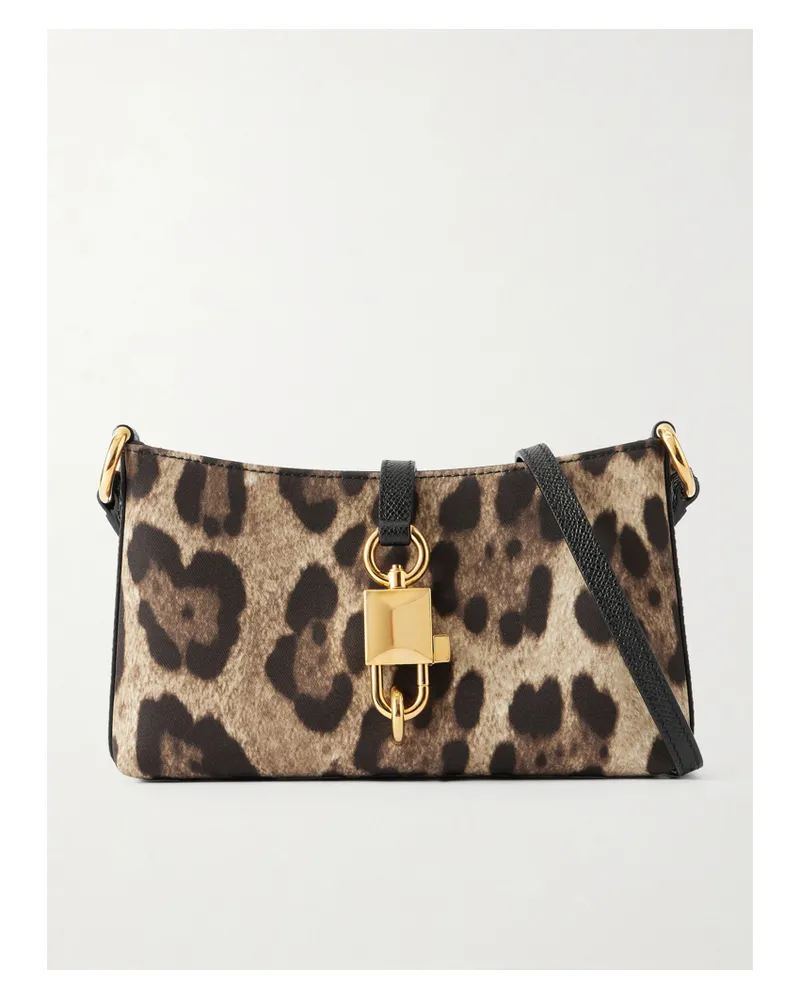 Dolce & Gabbana Lock Leather-trimmed Leopard-print Satin-twill Shoulder Bag - Animal Print Animal