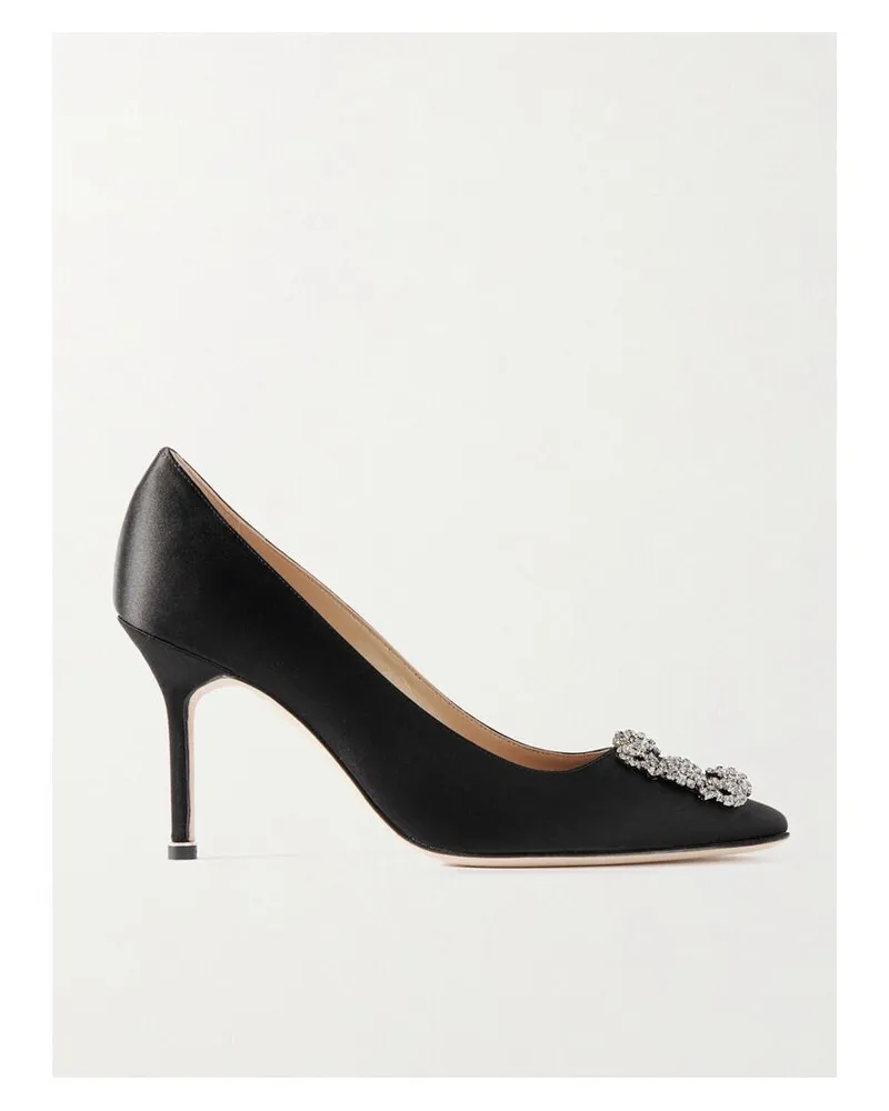 Manolo Blahnik Hangisi 90 Pumps Aus Satin Mit Verzierung - Schwarz Schwarz