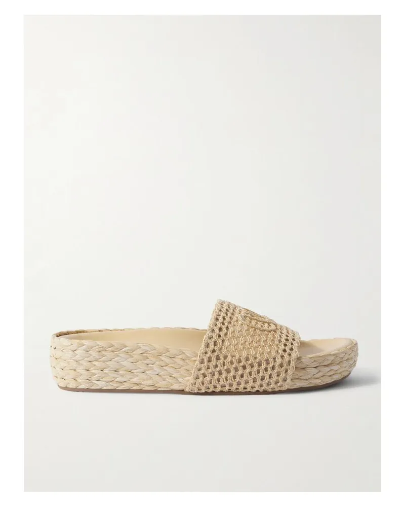 Chloé Isla Pantoletten Aus Gehäkeltem Raffiabast - Neutral Neutral