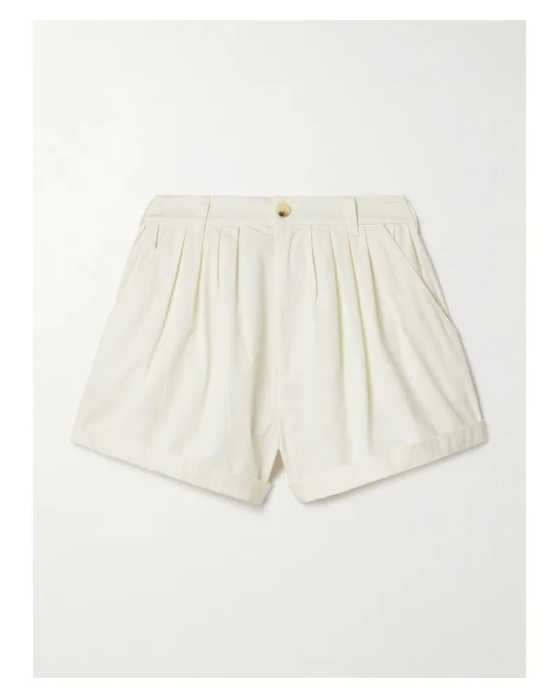 DÔEN Paige Shorts Aus Biobaumwollpopeline Mit Bundfalten - Weiß Weiß