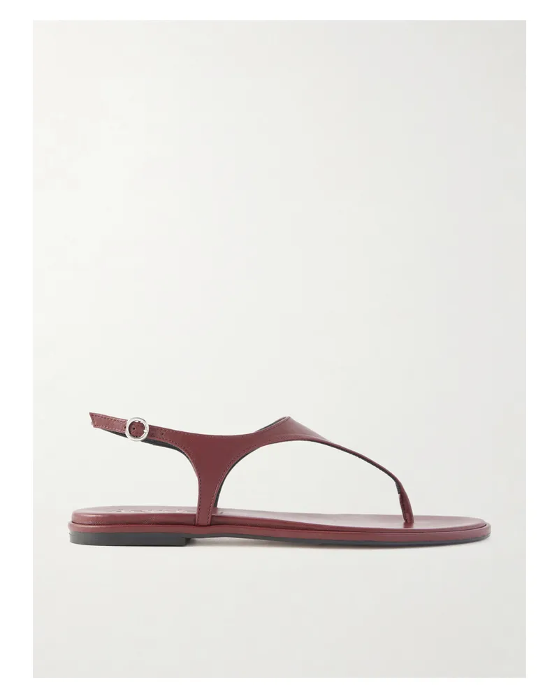 aeyde Raine Leather Flat Sandals - Burgundy Burgundy