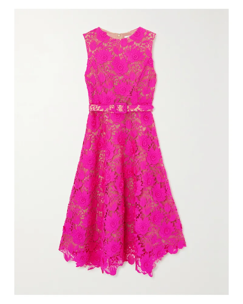 Oscar de la Renta Midikleid Aus Guipure-spitze Mit Gürtel - Pink Pink