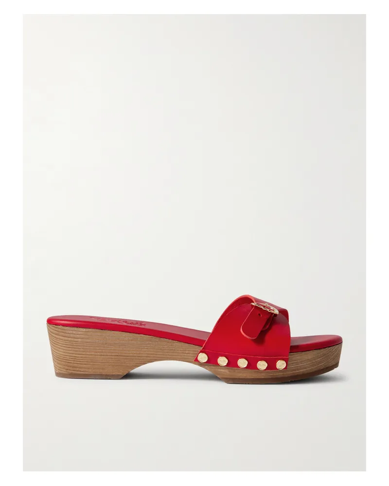 Ancient Greek Sandals Omonia Clogs Aus Leder Mit Nieten - Rot Rot