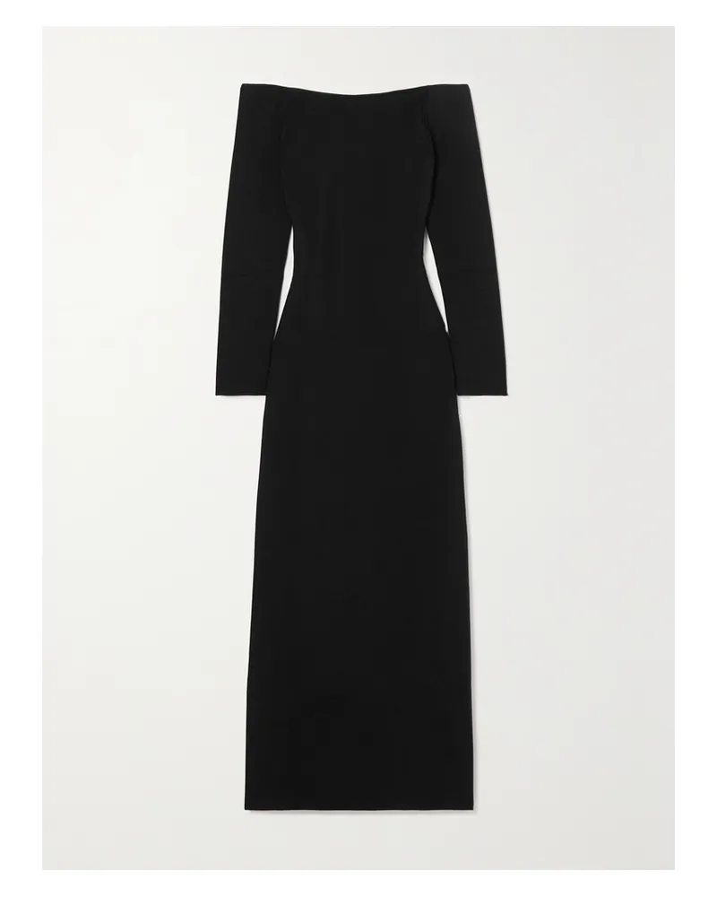The Row Teresina Schulterfreies Maxikleid Aus Stretch-jersey - Schwarz Schwarz