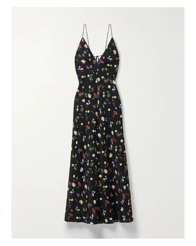 Stella McCartney Maxikleid Aus Seide Mit Blumenprint - Schwarz Schwarz