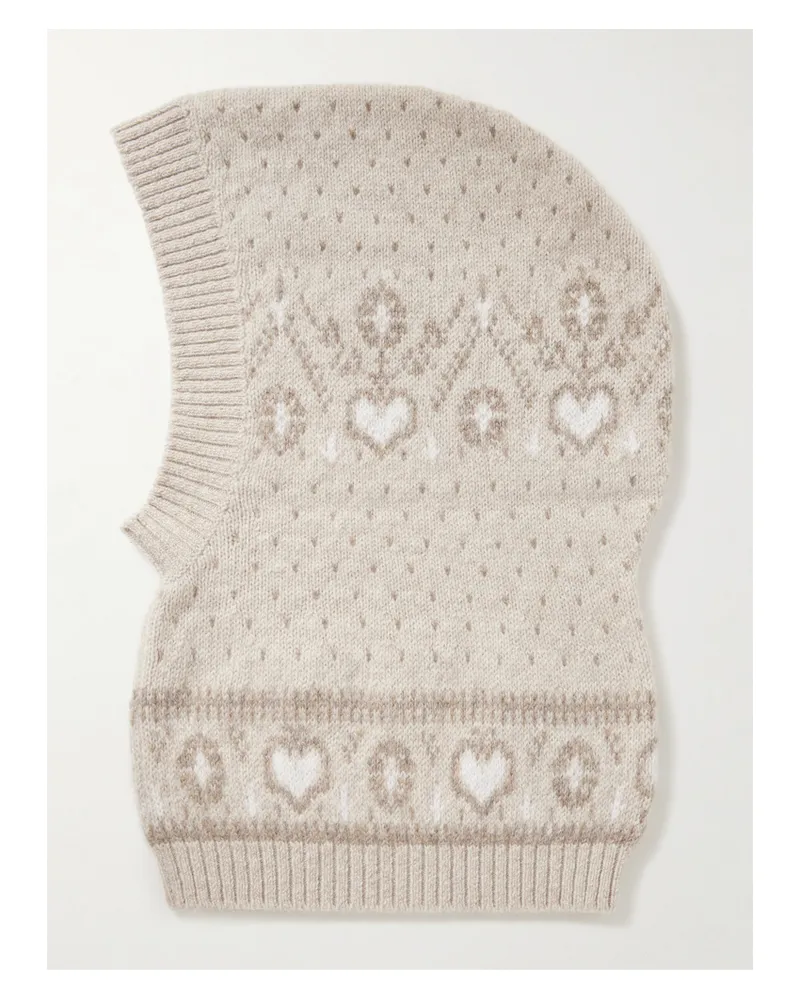 KHAITE Caspian Balaklava Aus Kaschmir Mit Fair-isle-muster - Neutral Neutral